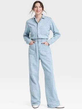Universal Thread Pale Blue Denim Utility Jumpsuit